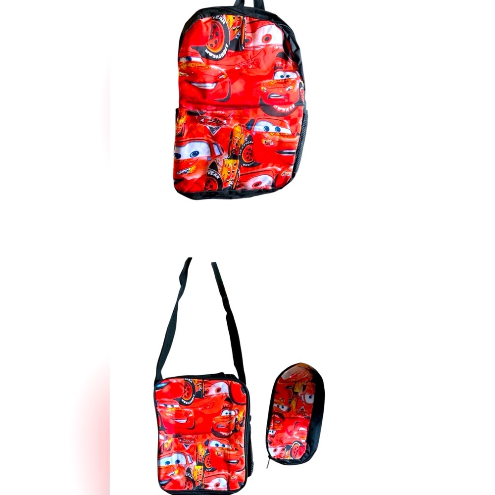 NWT - Disney Cars Kids Three Piece Backpack Set - Red‎